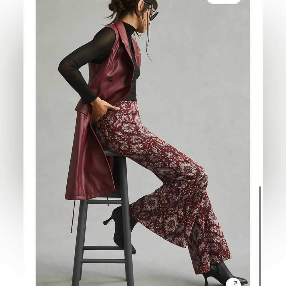 Anthropologie Damask Jacquard Flare Pants - Picture 3 of 13
